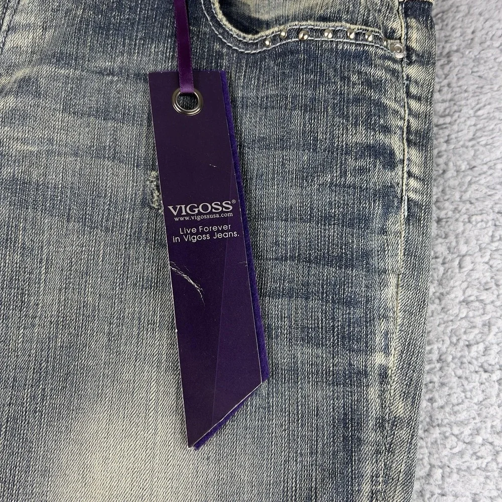 Vigoss Womens Boot Cut Jeans Blue Pocket Light Wash Faded Stretch Juniors 15 New - Picture 11 of 14
